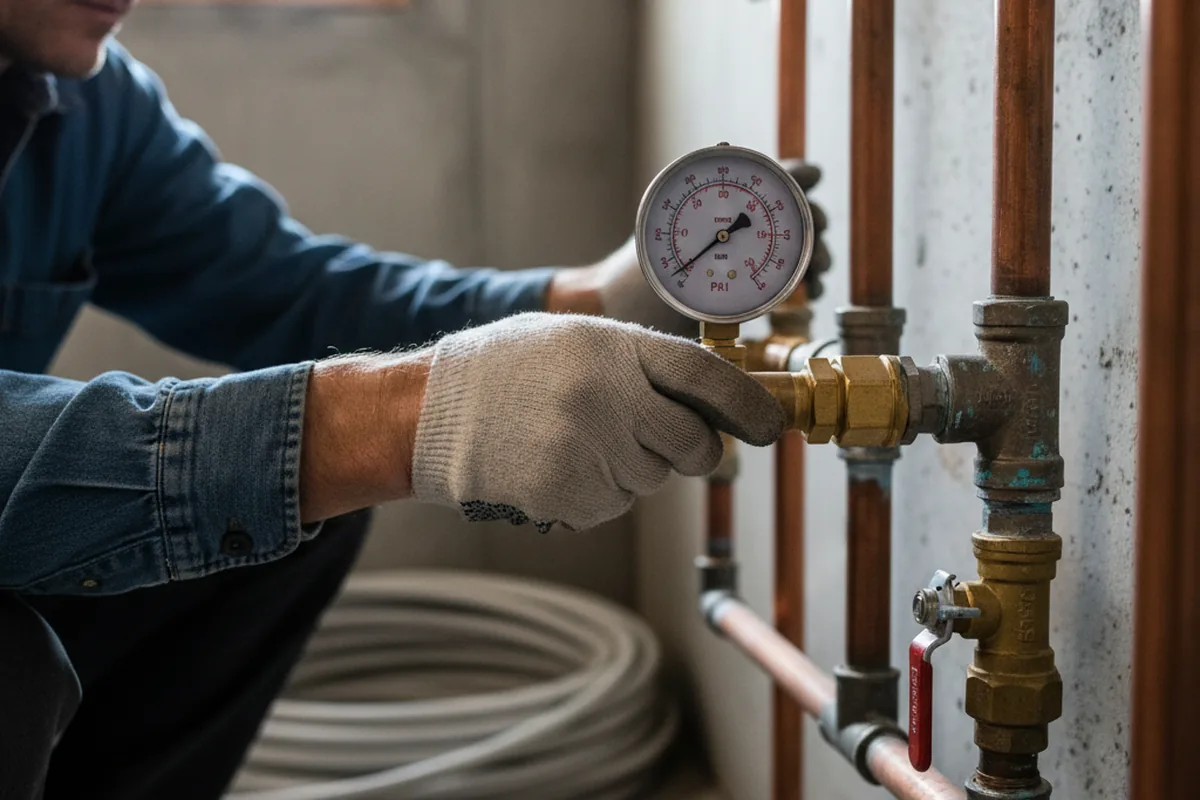 Pressure testing a repaired line during Water Line Repair in Lynden